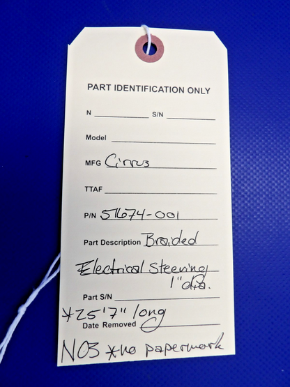 Cirrus Braided Electrical Steering 1" diameter P/N 51674-001 NOS (0326-1223)10