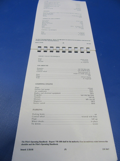 Various Original Piper Checklists PA-28 / PA-32 Lot of 9 (0124-31)