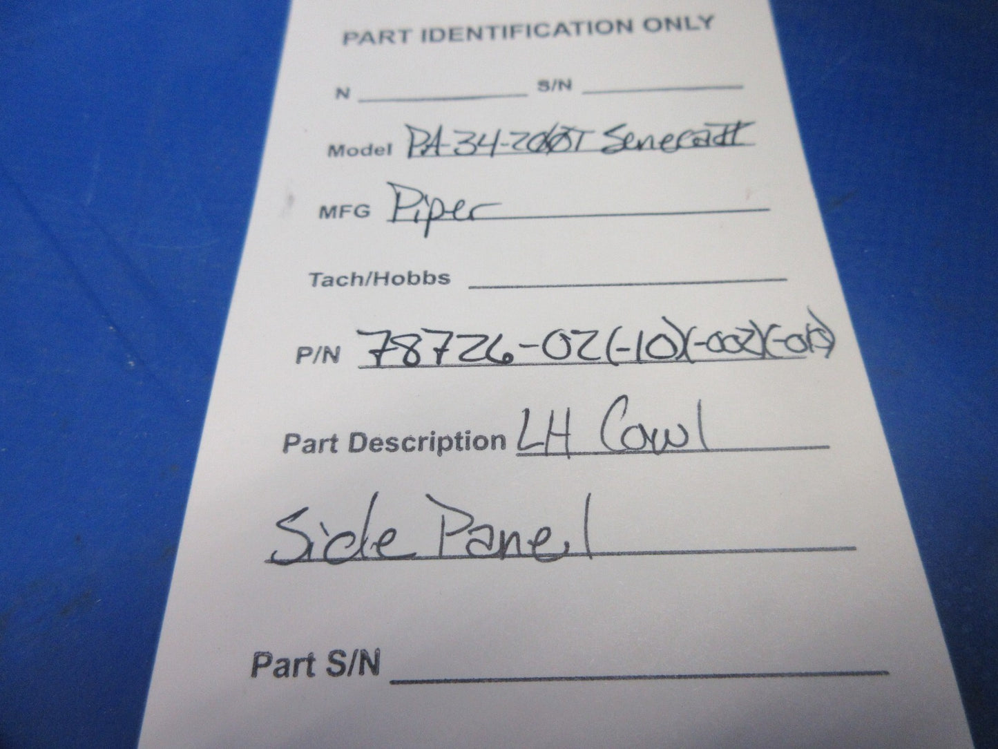 Piper PA-34-200T Seneca Left Hand Cowl Side Panel P/N 78726-02 (1124-824)19
