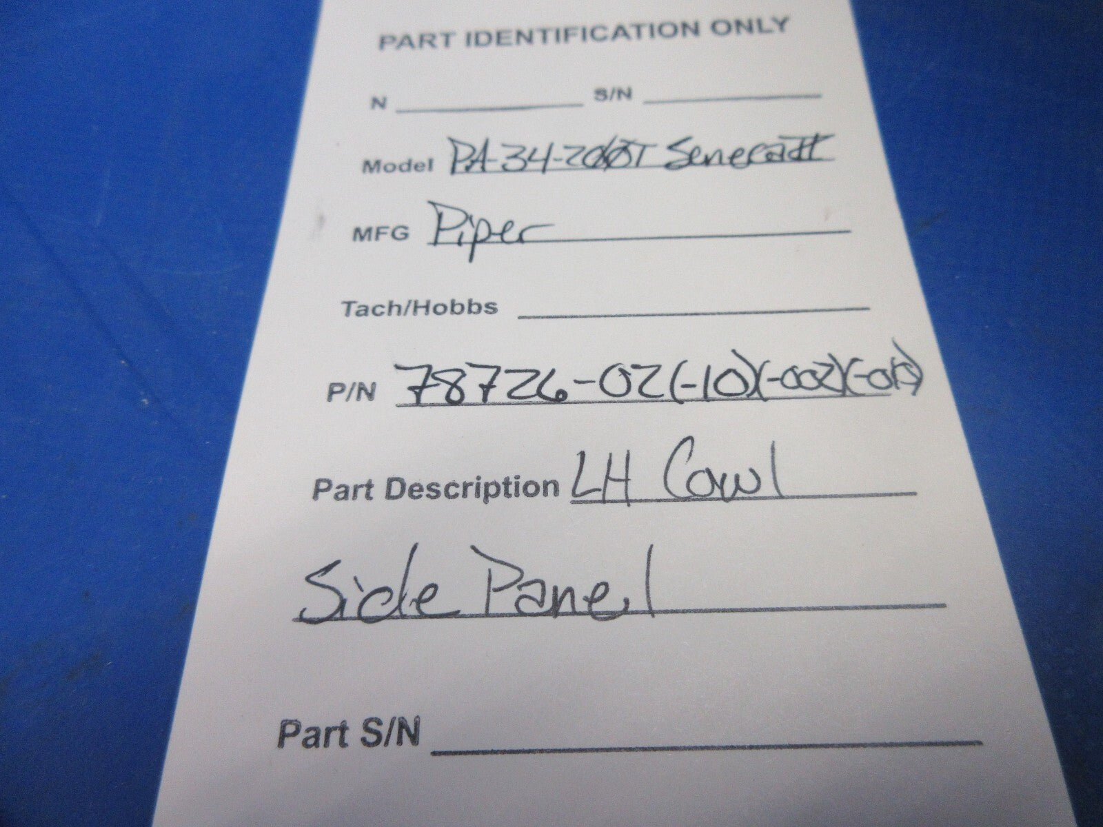 Piper PA-34-200T Seneca Left Hand Cowl Side Panel P/N 78726-02 (1124-824)19