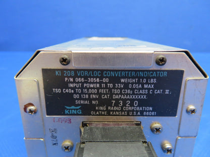 Bendix/King KI208 VOR/LOC Converter/Ind. 11-33V 066-3056-00 WARRANTY (0424-1789)7