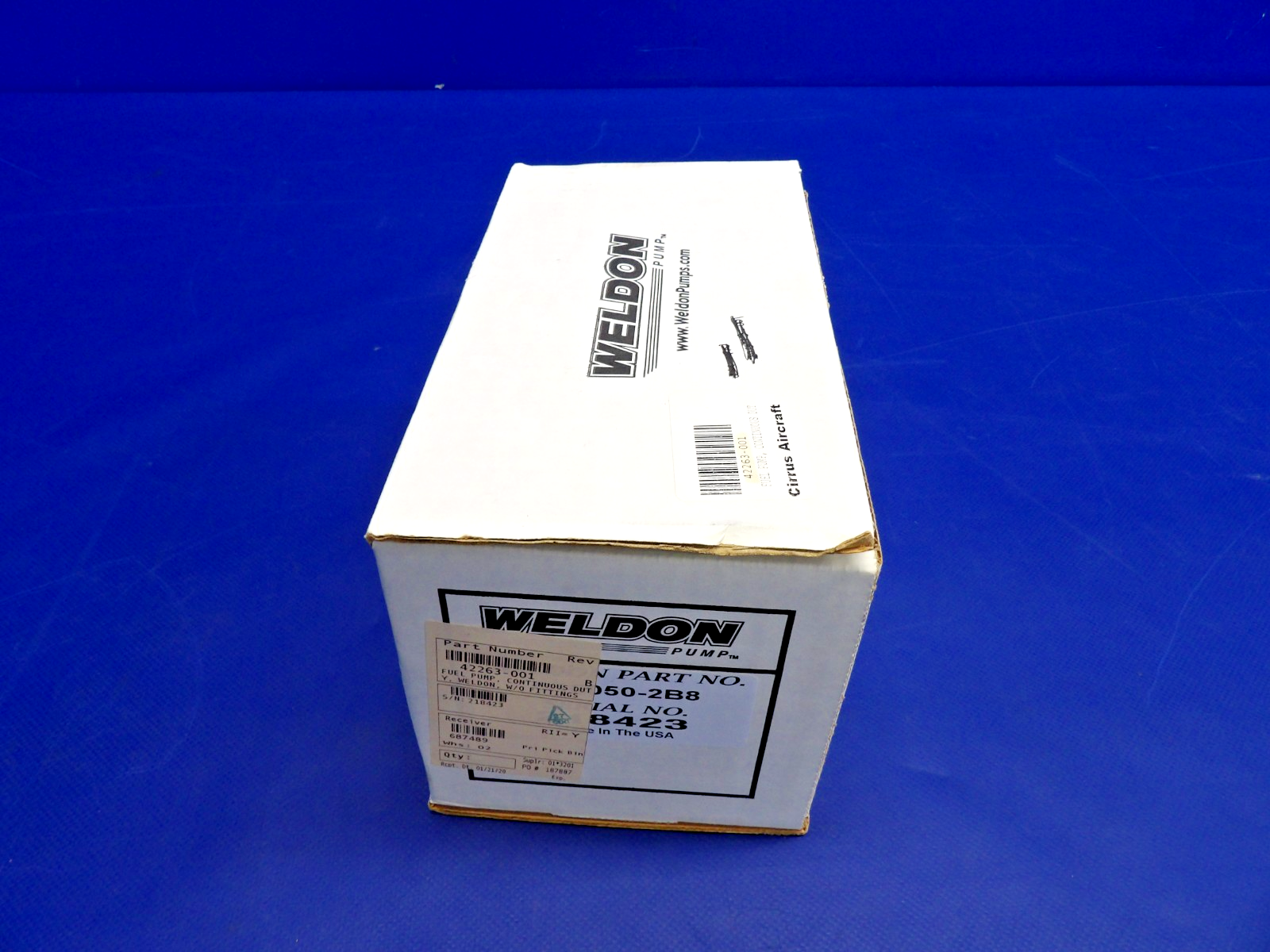 Weldon Electric Fuel Pump 28V P/N C18050-2B8 NOS WARRANTY (0426-1302)3
