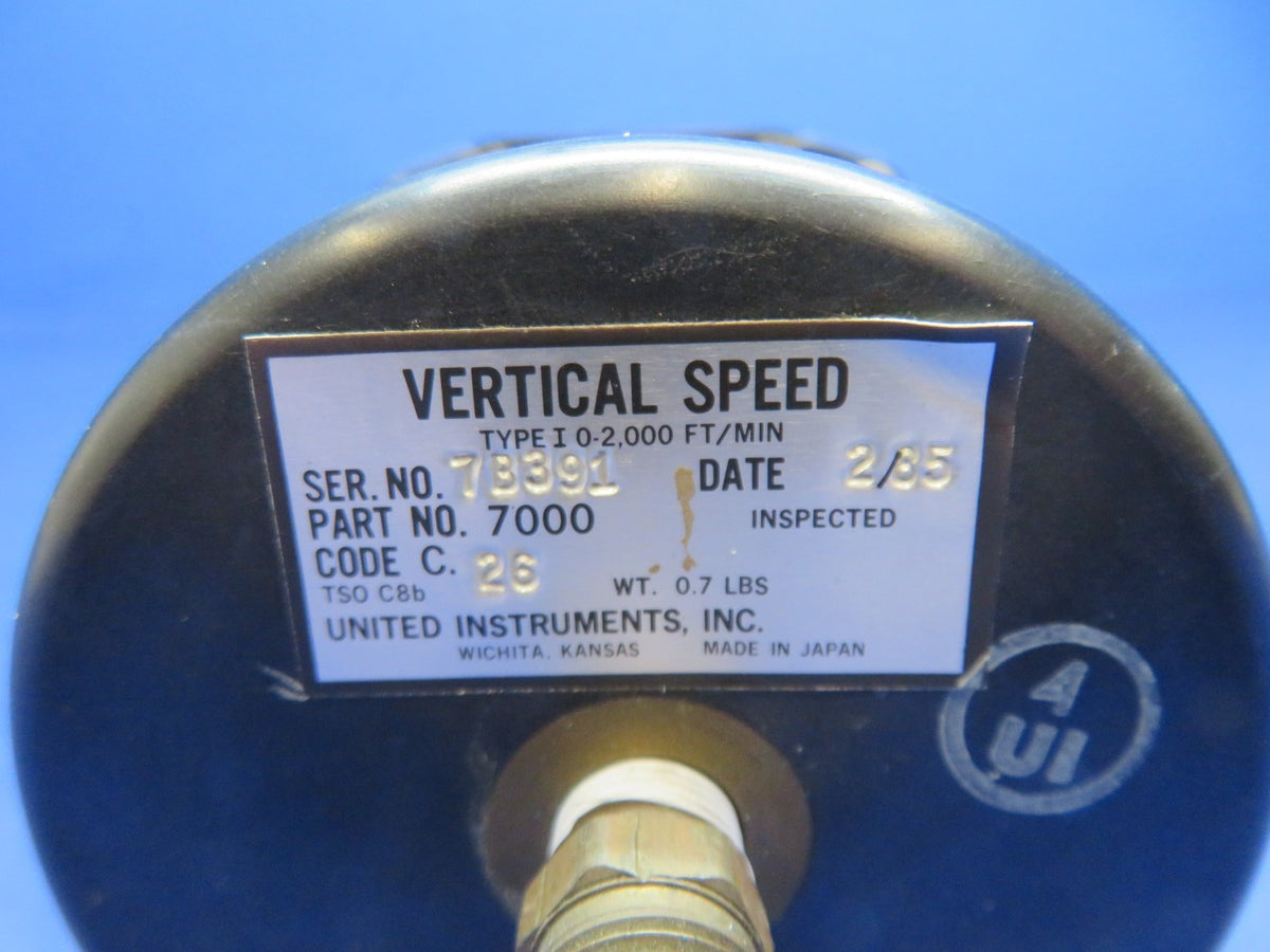 Beech F35 Bonanza U.I. Vertical Speed Indicator P/N 7000 WARRANTY (0526-113)1
