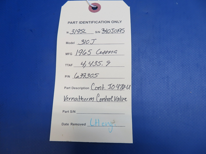 Continental IO-470-U Vernatherm Control Valve P/N 639305 (0326-1754)7