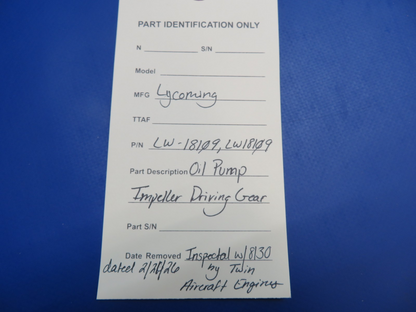 Lycoming Oil Pump Impeller Gear P/N LW-18109 Inspected w/ 8130 (0326-1706)13