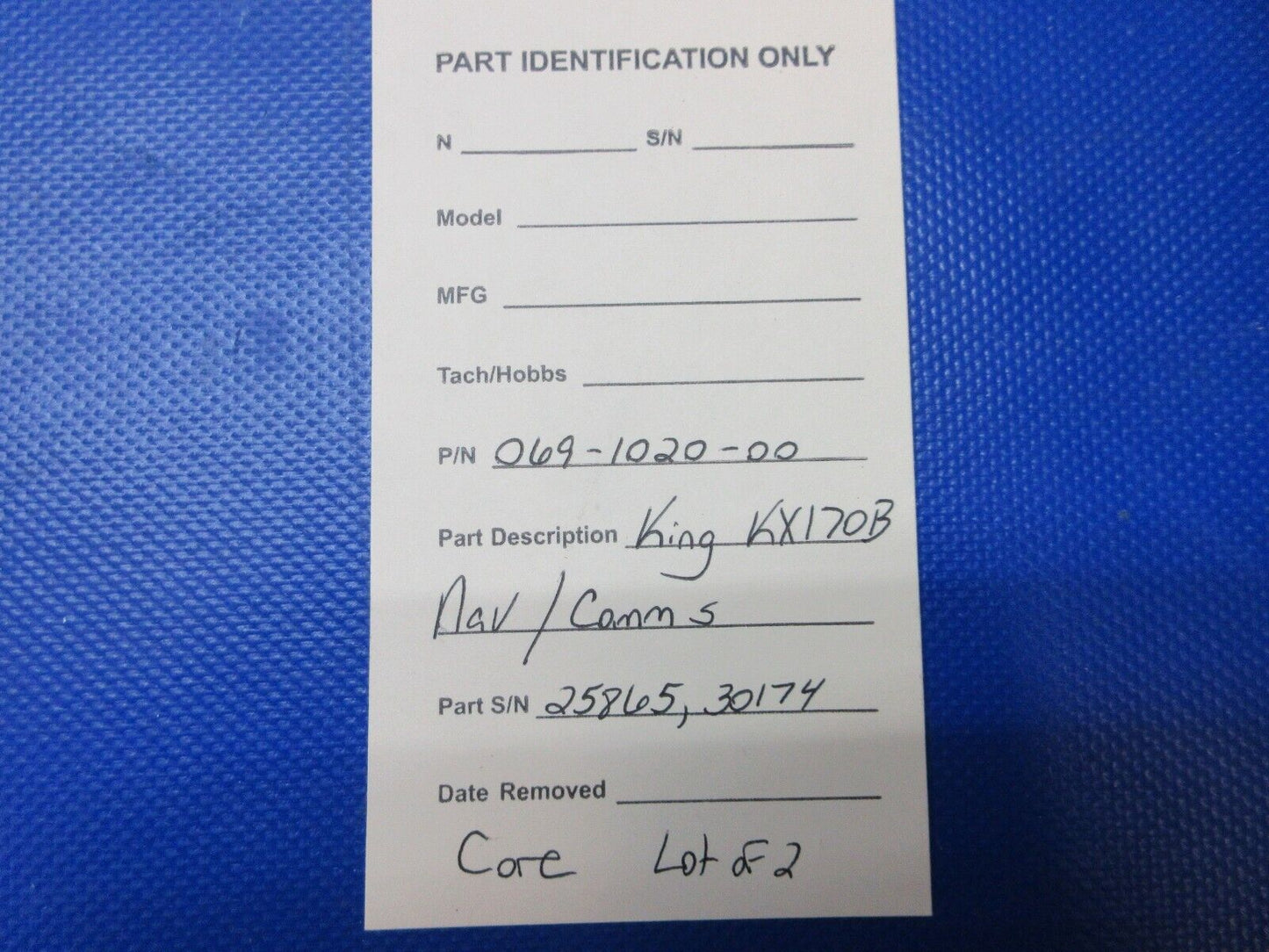 King KX170B Nav/Comms P/N 069-1020-00 CORE LOT OF 2 (1124-1304)