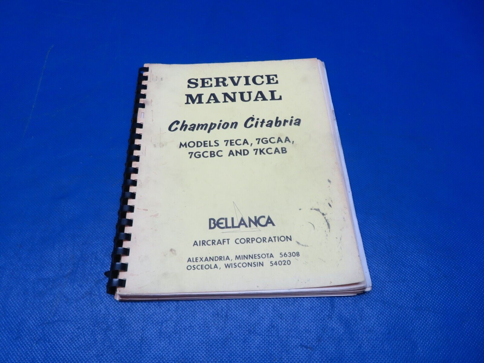 Bellanca Champion Citabria Service Manual 7ECA, 7GCAA, 7GCBC, 7KCAB (1024-191)