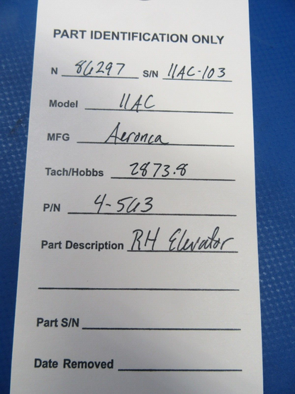 Aeronca 7 and 11 series RH Elevator P/N 4-563 (0924-10)
