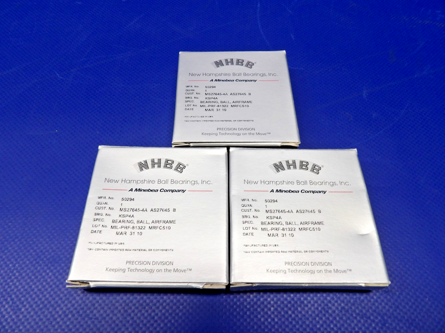 NHBB Airframe Ball Bearing P/N MS27645-4A LOT OF 3 NOS (0426-1320)3