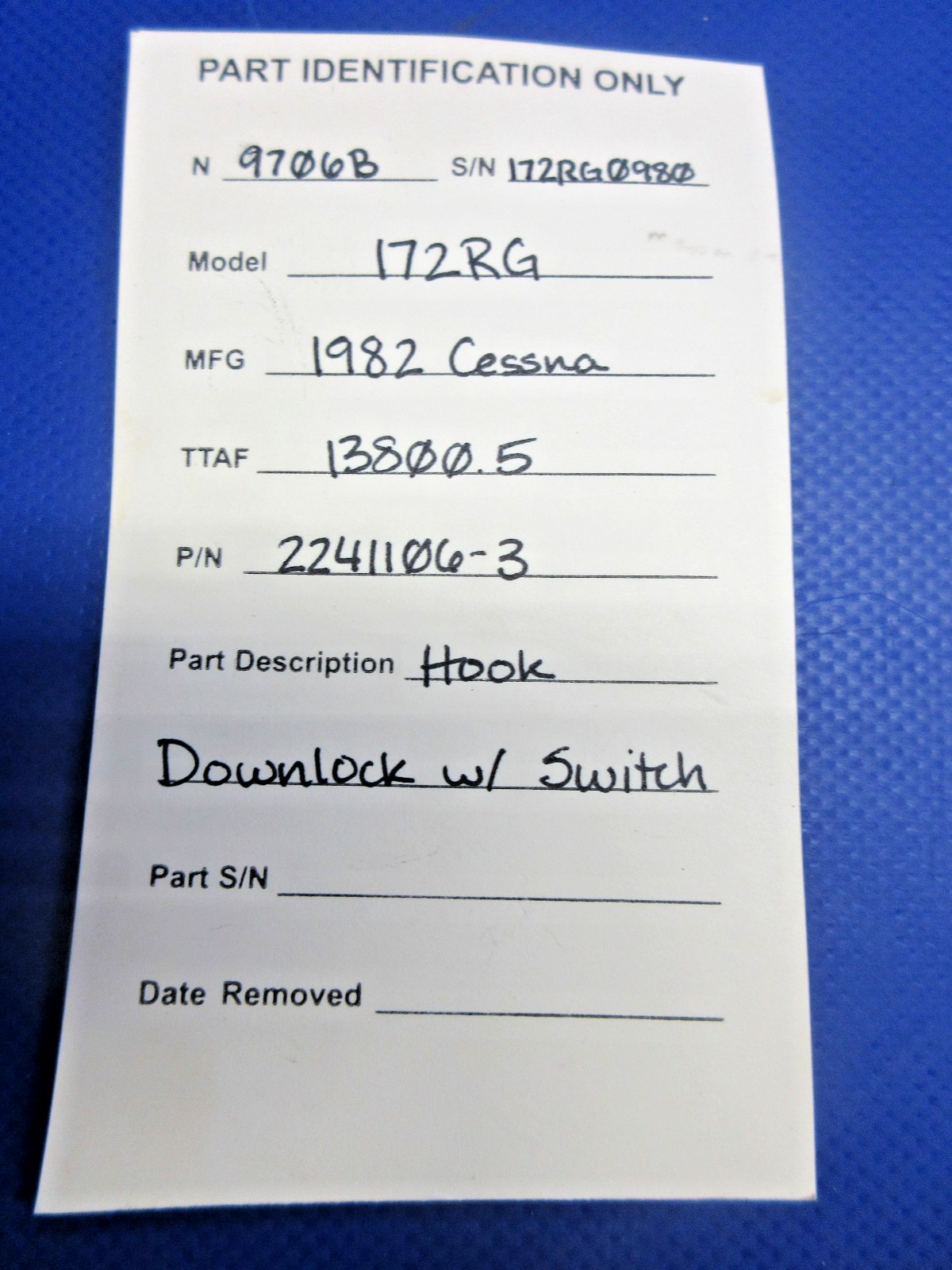 Cessna 172RG Cutlass Hook Downlock w/ Switch P/N 2241106-3 (0826-818)10
