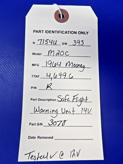 =Mooney M20 / M20C Safe Flight Warning Unit 14V P/N R TESTED (0426-1352)9