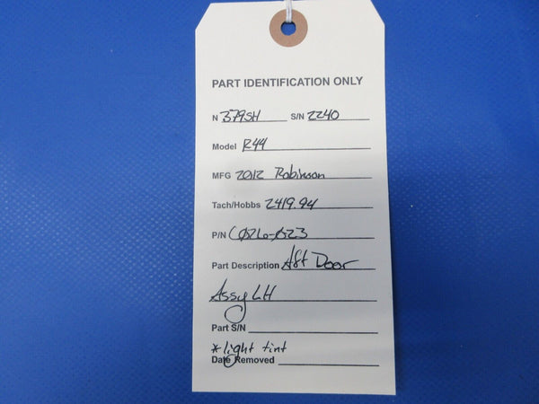 Robinson R44 Raven II Helicopter AFT Door Assy LH P/N C026-023 (0724-2089)