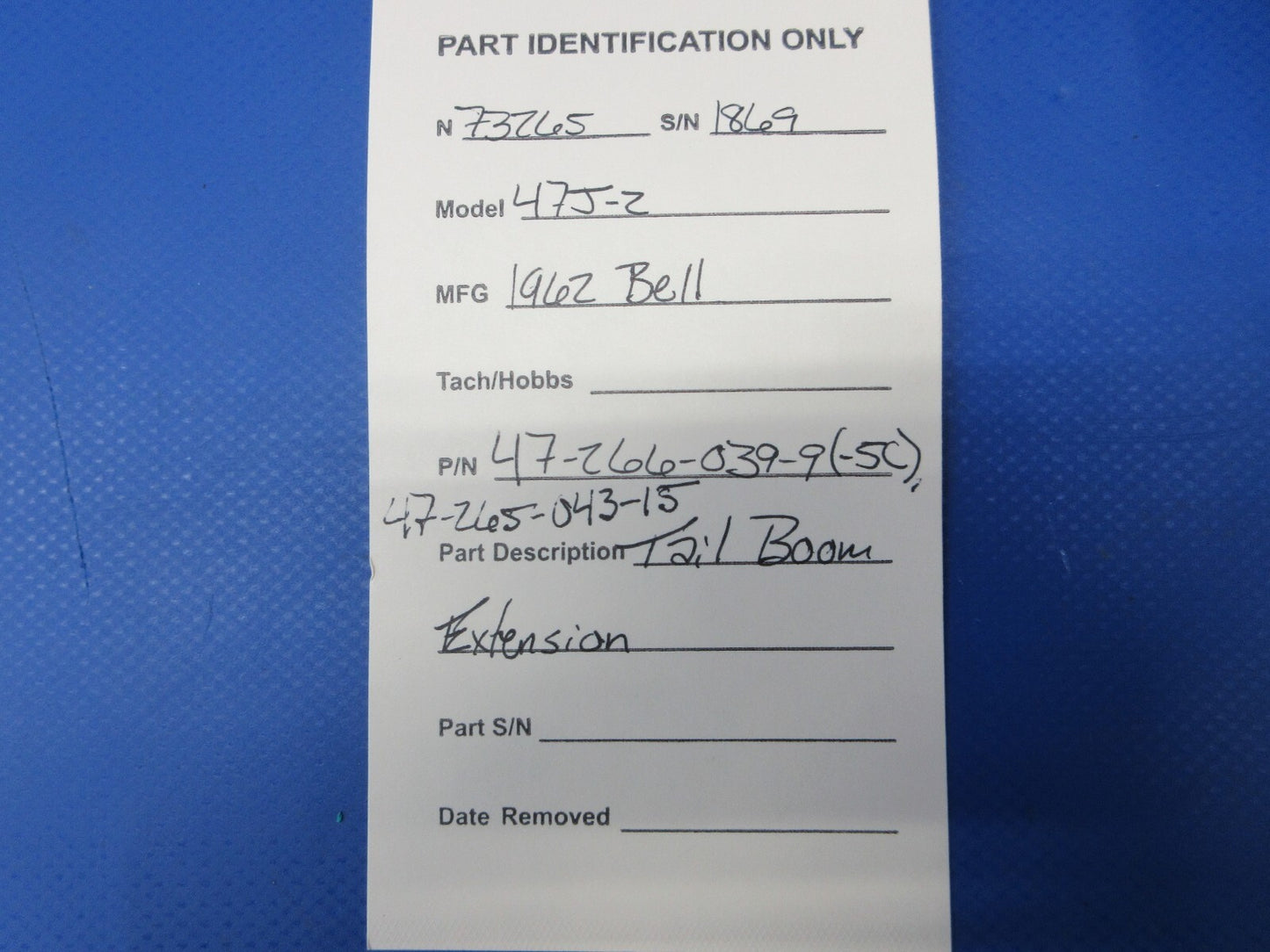 Bell 47J-2 Helicopter Tail Boom Extension P/N 47-266-039-9 (1124-2035)9