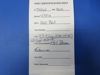 Bell 47J-2 Helicopter Tail Boom Extension P/N 47-266-039-9 (1124-2035)9