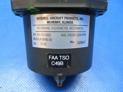 Beech C23 Mitchell Mechanical Recording Tach P/N D1-112-5025 WARRANTY (0724-186)
