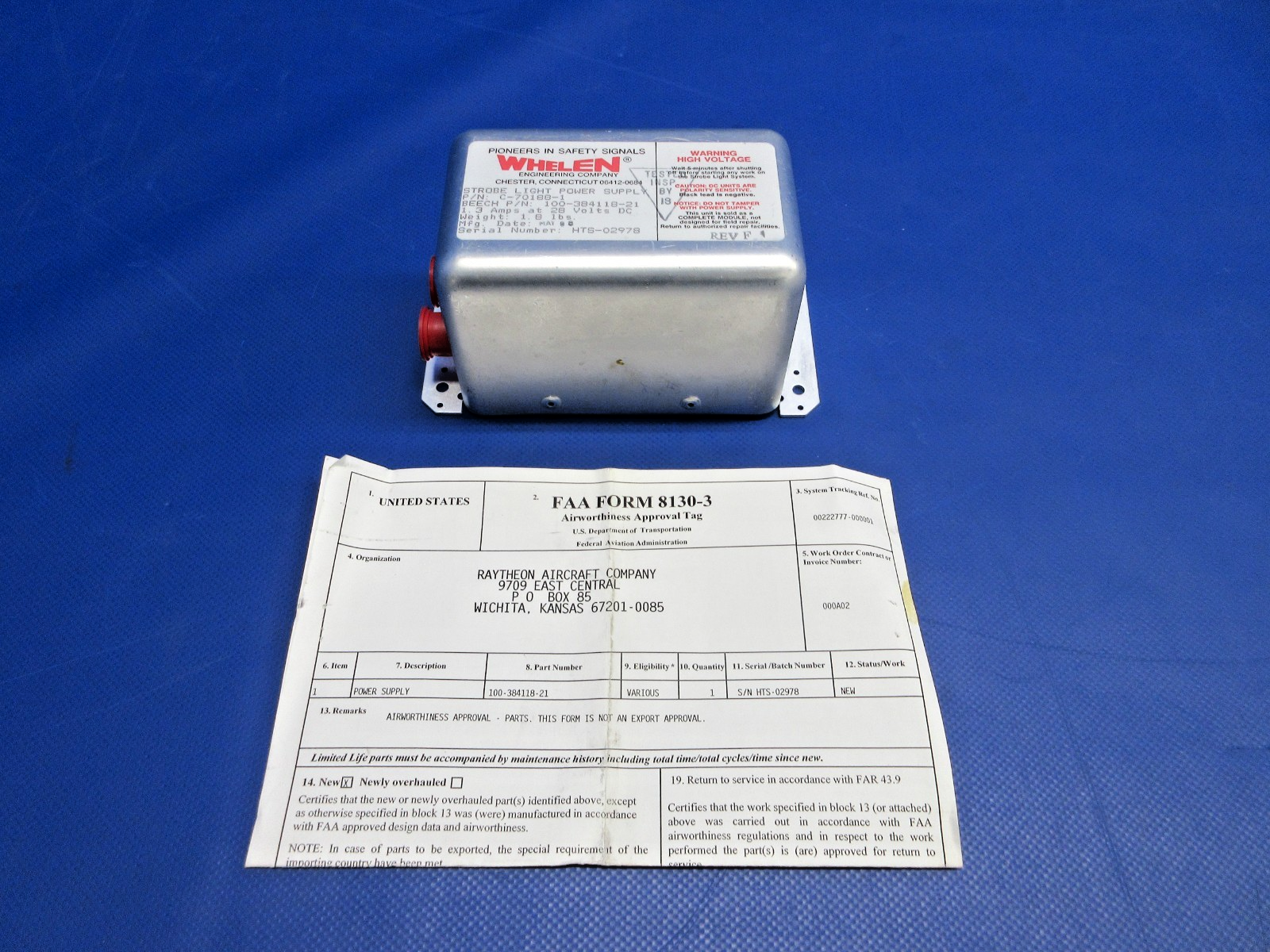 Whelen Strobe Light Power Supply 28V w/8130 P/N C-70188-1 NOS (0326-935)1