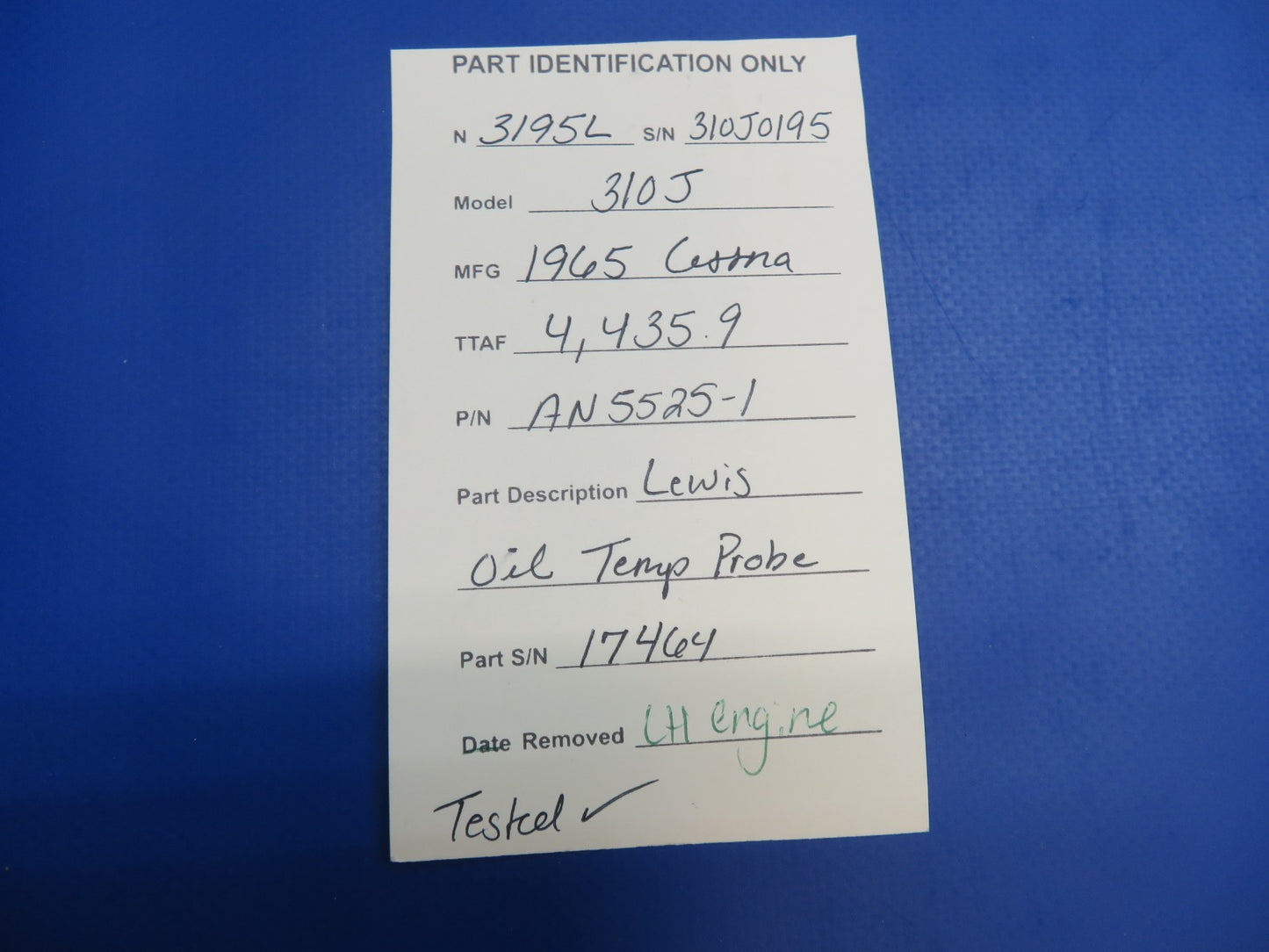Lewis Oil Temperature Probe P/N AN5525-1 TESTED (0326-1739)12
