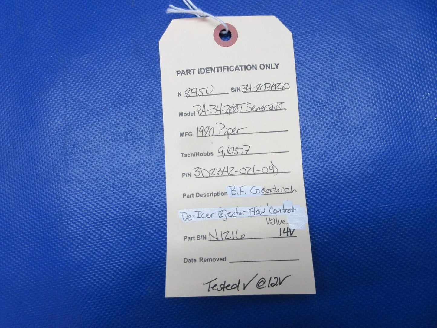 BF Goodrich De-Icer Ejector Flow Control Valve P/N 3D2342-02 TESTED (0524-1524)