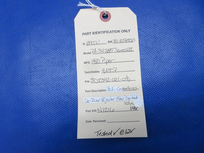 BF Goodrich De-Icer Ejector Flow Control Valve P/N 3D2342-02 TESTED (0524-1524)