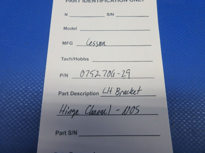 Cessna LH Bracket Hinge Channel P/N 0752706-29 NOS (0424-1219)