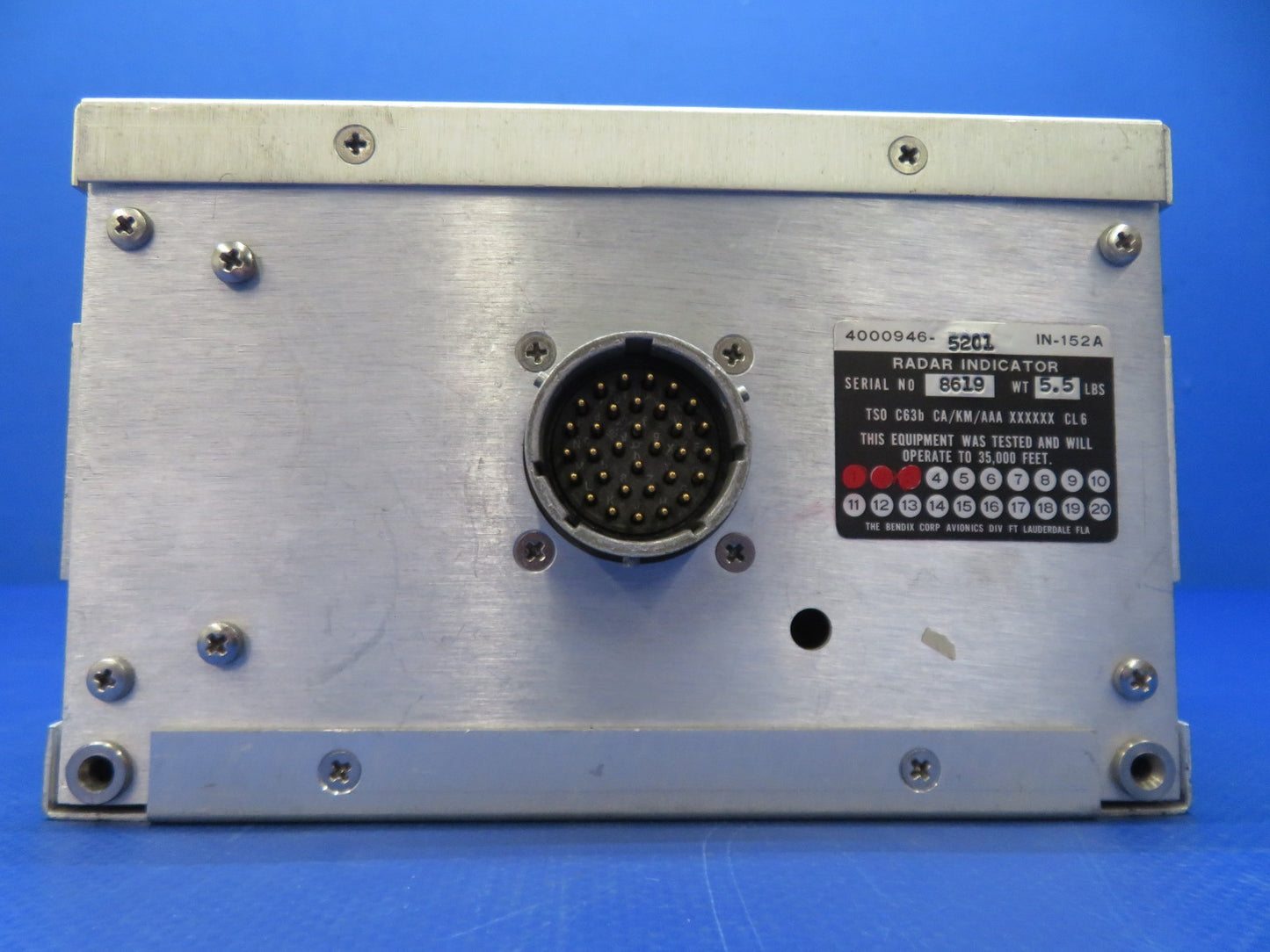 Bendix Radar Indicator IN-152A w/ Tray 28v P/N 4000946-5201 WARRANTY (0326-235)12