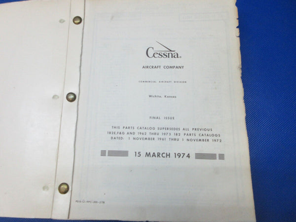 Cessna 182 & Skylane 1962 thru 1973 Parts Catalog P/N P515-12 (1024-1298)