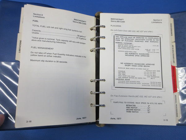 Beech C24R Pilot's Operating Handbook & Airplane Flight Manual (0624-1435)