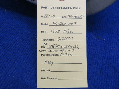 Piper PA-28R-201T Airbox Assembly P/N 35706-08, 35706-05 (0222-836)