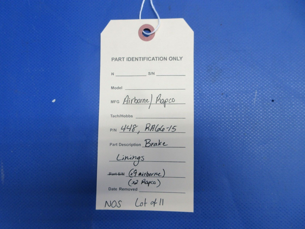 Airborne / Rapco Brake Linings P/N 448 LOT OF 11 NOS (0524-1963)