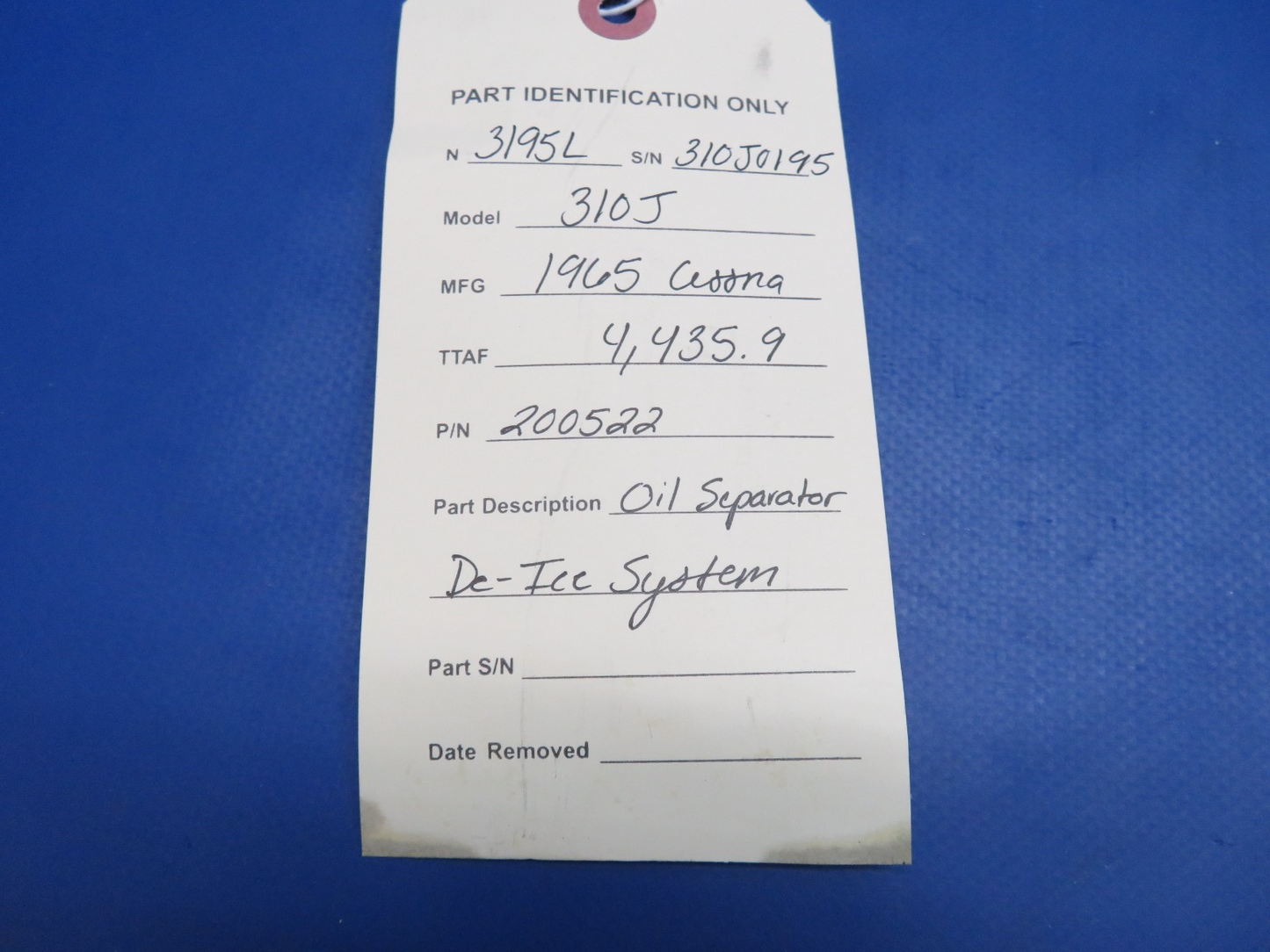 Cessna 310 / 310J Oil Separator De-Ice System P/N 200522 (0326-1780)6