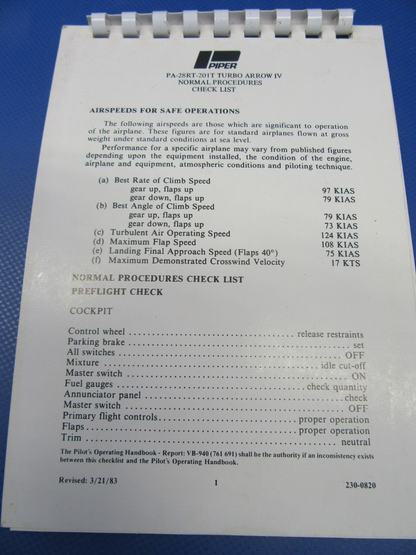 Various Original Piper Checklists PA-28 / PA-32 Lot of 9 (0124-31)