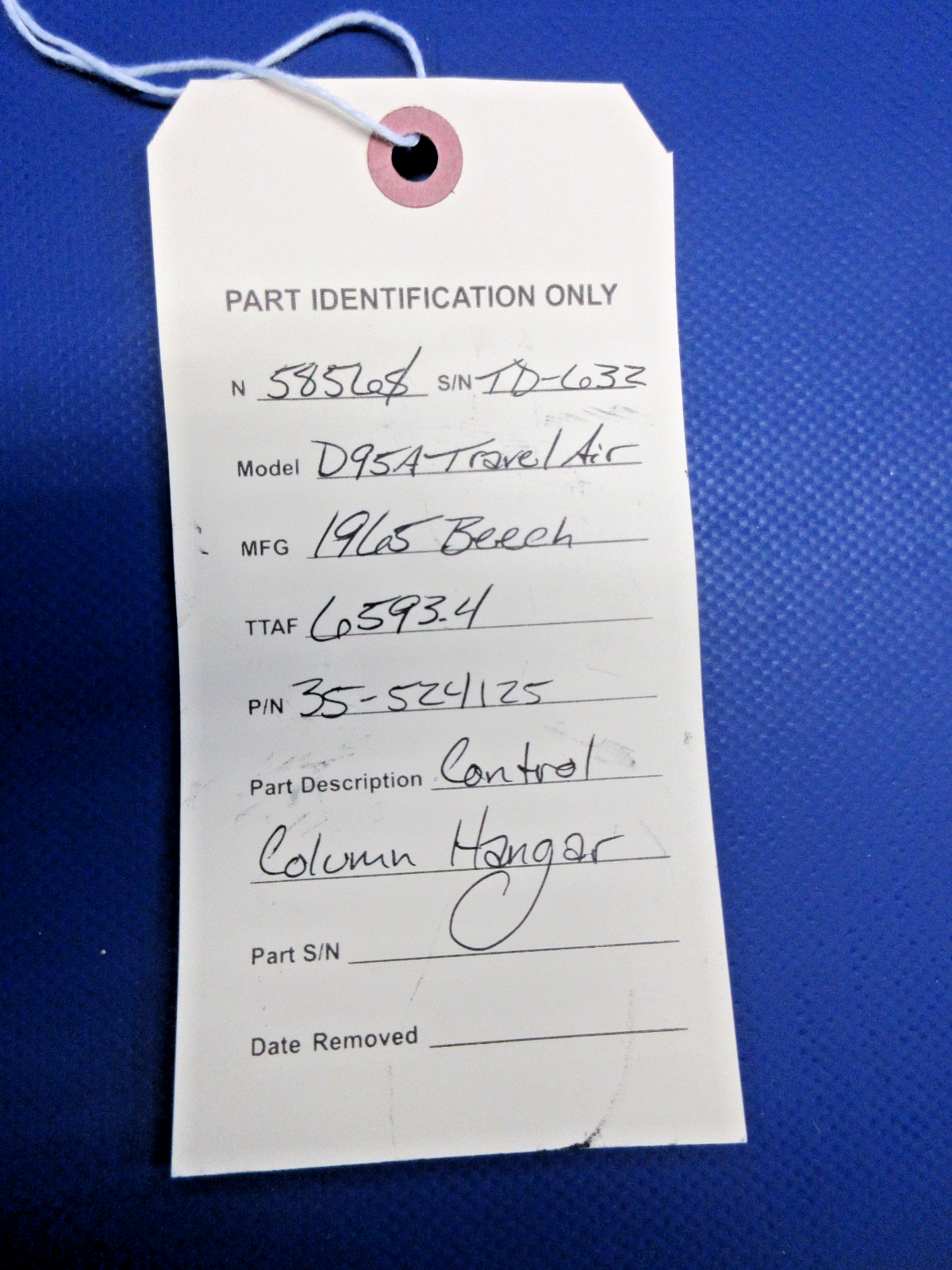Beech D95A Travel Air Control Column Hanger P/N 35-524125 (0326-786)13
