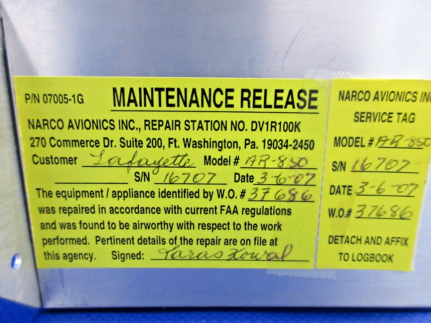 Narco AR-850 Altitude Reporter P/N 599-012 WARRANTY (0426-797)3