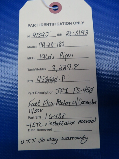 JPI FS-450 Fuel Flow Meter 11-30v w/ STC & Manual 450000-P WARRANTY (1224-105)