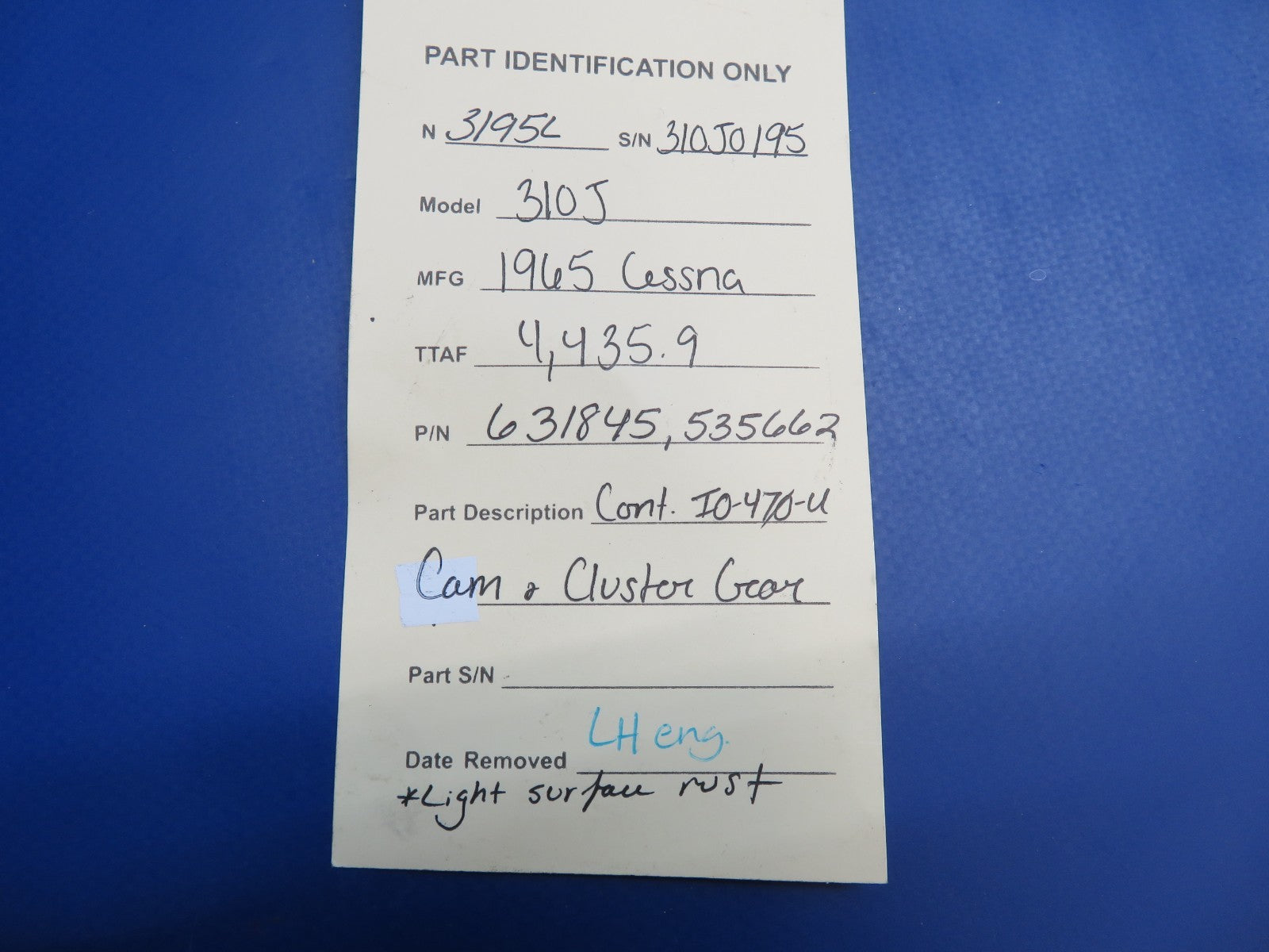 Continental IO-470-U Cam & Cluster Gear P/N 631845, 535662 (0326-1797)13