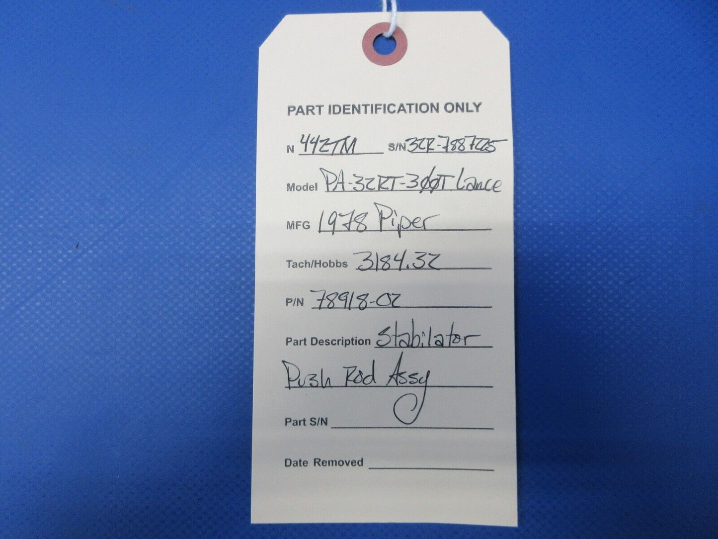 Piper PA-32RT-300T Lance II Stabilator Push Rod Assy P/N 78918-02 (0924-2104)