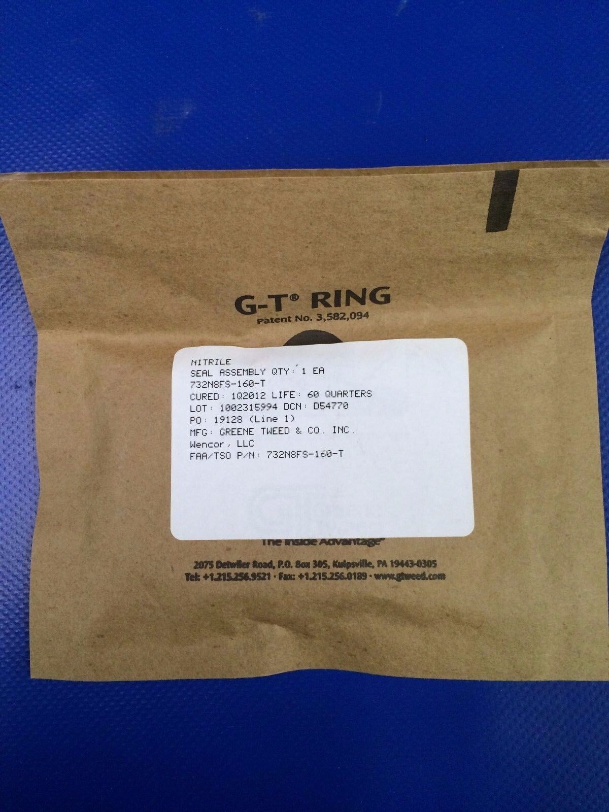 Dassault Falcon Aircraft Seal / Gasket P/N 732N8FS-160-T (1216-66)
