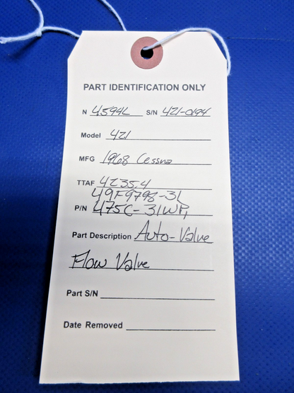 Cessna 421 Auto-Valve Flow Valve P/N 475C-31WP (0726-740)9