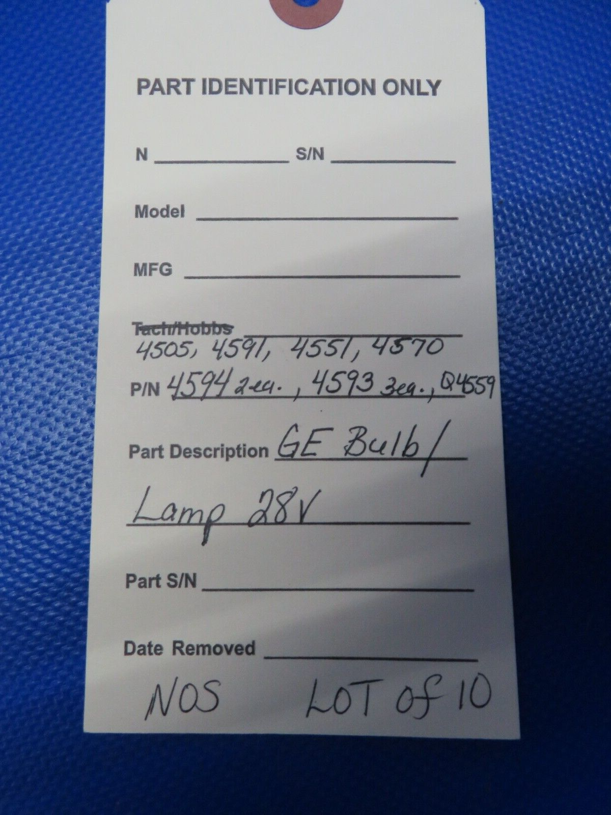 GE Bulb / Lamp 28v P/N 4594, 4593, 4559, 4505, 4591 LOT OF 10 NOS (0424-130)