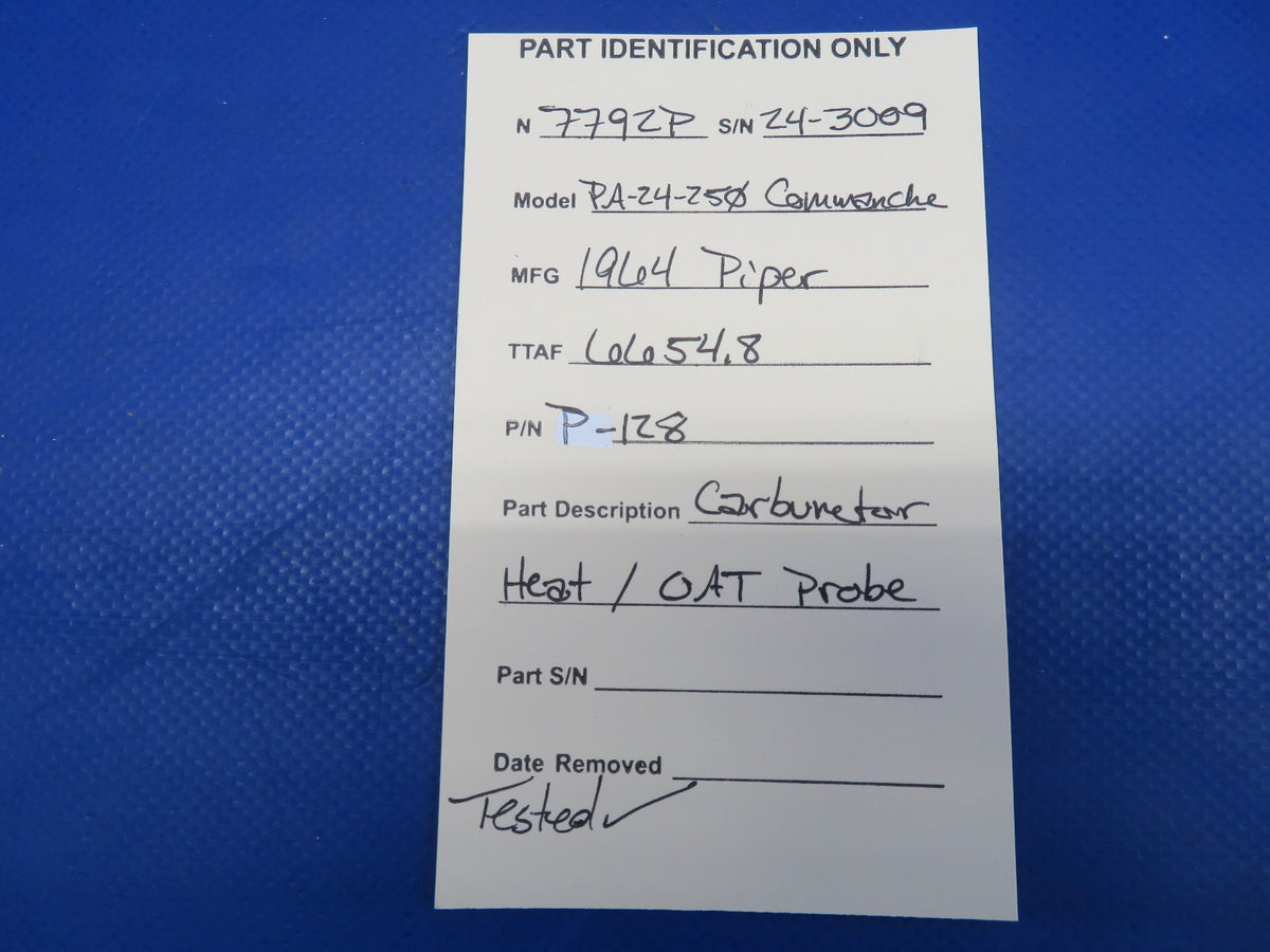 Piper PA-24-250 Comanche Carb Heat/OAT Probe P/N P-128 TESTED (0626-430)6