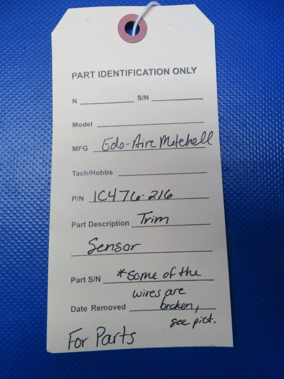 Edo-Aire Mitchell Trim Sensor P/N 1C476-216 FOR PARTS (0424-282)