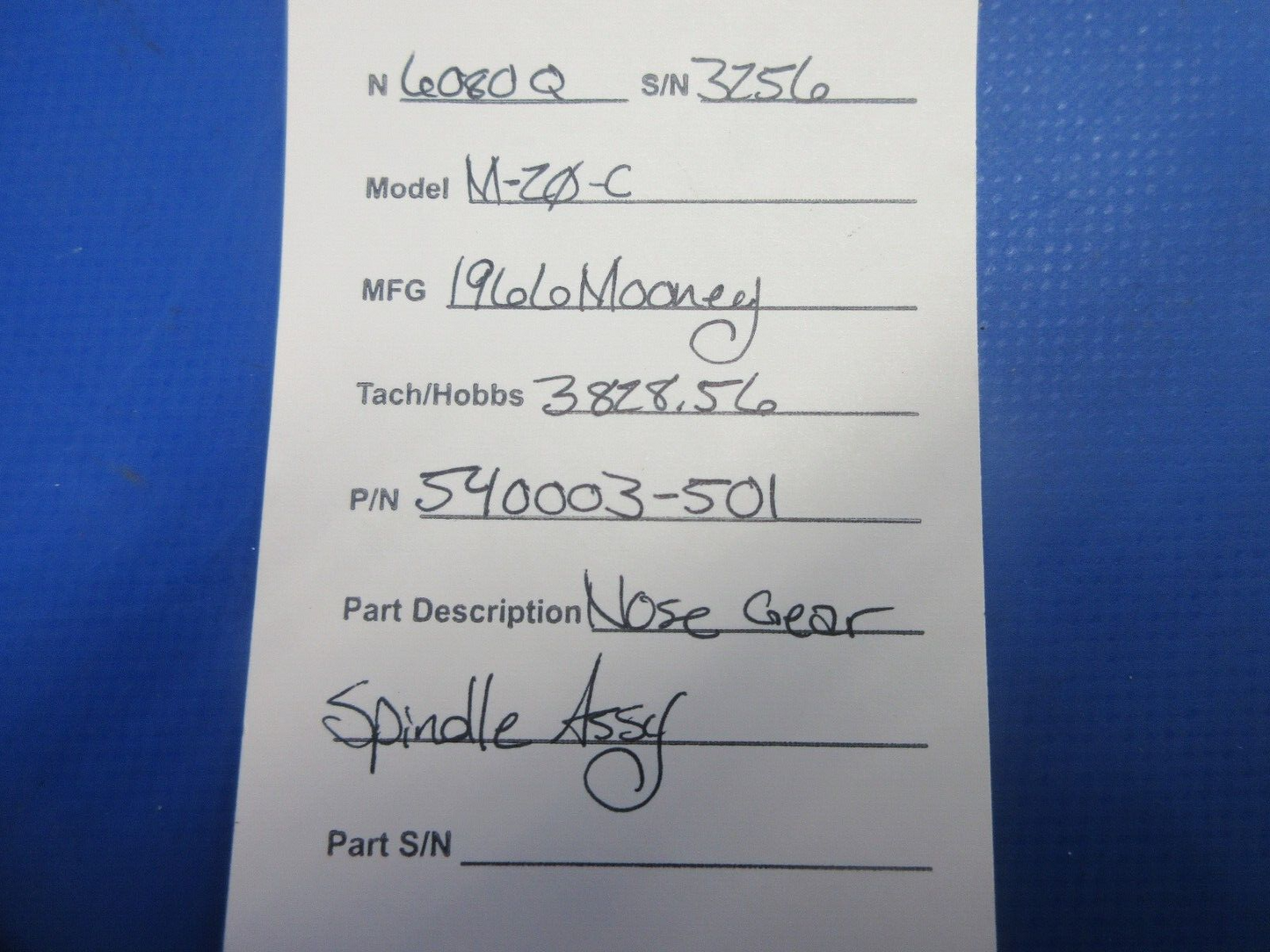 Mooney M20 / M20C Nose Gear Spindle P/N 540003-501 (1024-2048)