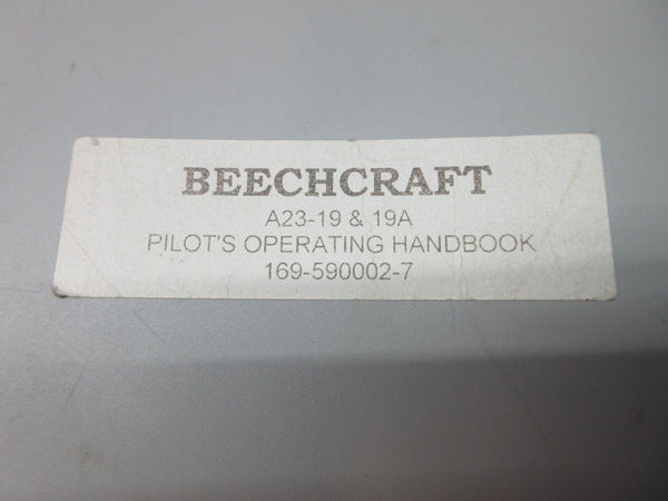 Beech A23-19 & 19A Pilot's Operating Handbook P/N 169-590002-7 (0924-1461)