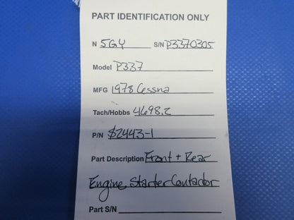 Cessna P337H Skymaster Front & Rear Engine Starter Contactor S2443-1 (0724-784)