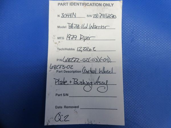 Piper PA-28-161 Warrior Control Wheel Plate & Bushing Assy 68272-02 (0824-956)