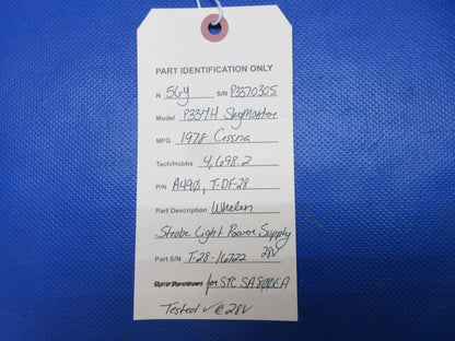 Cessna 337 / P337H Whelen Strobe Light Power Supply P/N A490 TESTED (0724-1228)