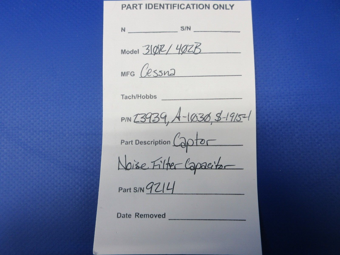 Cessna 310R / 402B Captor Noise Filter Capacitor P/N 23939 (1224-1206)