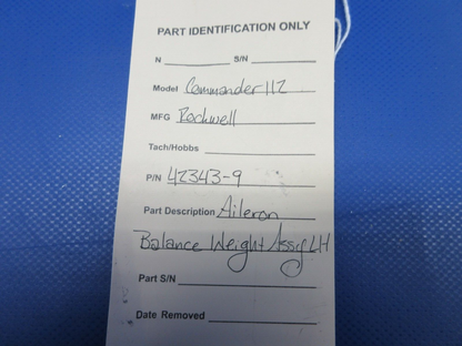 Rockwell Commander 112 Aileron Balance Weight Assembly LH P/N 42343-9 (0424-1120