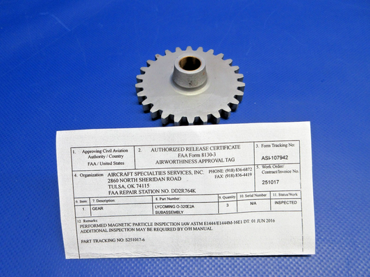 Lycoming O-320 Crankshaft Plain Idler Gear w/8130 P/N 74996 (0226-1003)0