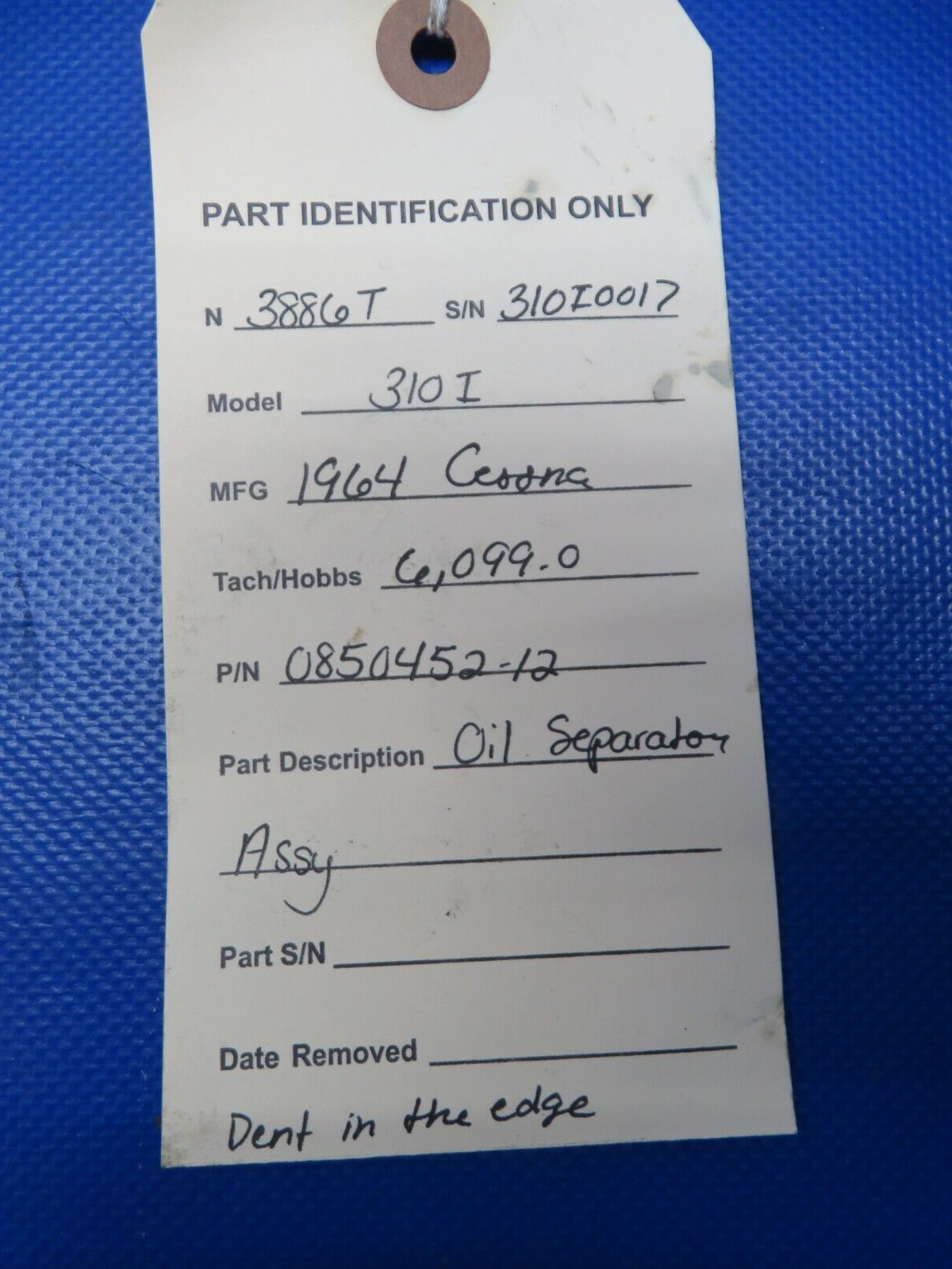 Cessna 310 / 310I Oil Separator Assy P/N 0850452-12 (0324-176)